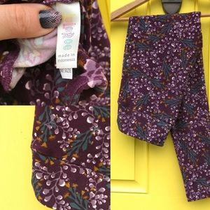 LuLaRoe RARE unicorn OS floral leggings eggplant